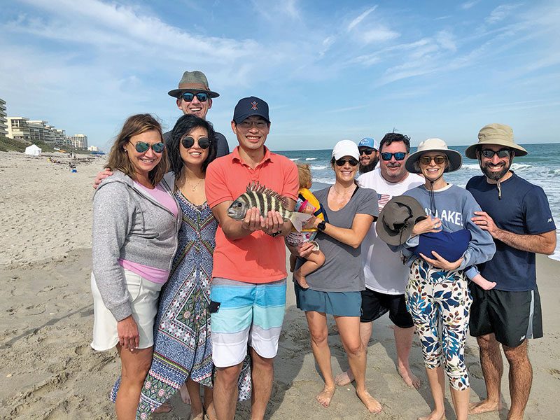 A beautiful sheepshead for this family fun-filled surf fishing excursion.