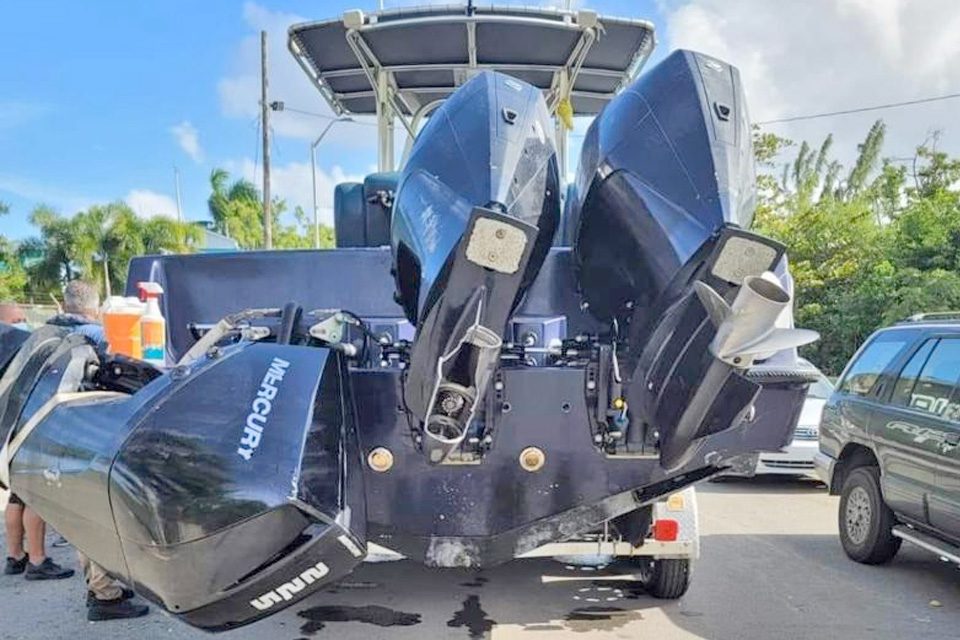 Police Boat in Puerto Rico Snaps 2/3 Engines On Rocks Coastal Angler