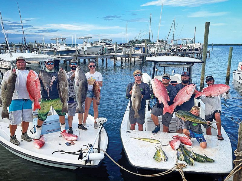 Congrats to Capt. Austin Waddell’s Flatliner Fishing Team (left) and Reef Affliction Capt. Ronnie Waddell and team (right), for bringing in the first place gag grouper (32.9 lbs.) and first place red snapper (25.1 lbs.), respectively, at the Inaugural Bottom Grind Offshore Fishing Tournament hosted by The Old Fish House.