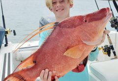 Jim Love, Jr. and Jim Love III (pictured) hooked a massive 51-inch hogfish! Nice job!