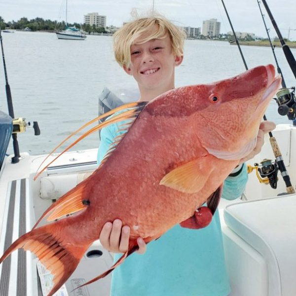 Jim Love, Jr. and Jim Love III (pictured) hooked a massive 51-inch hogfish! Nice job!