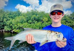 13-year-old Memphis, who is visiting from the Atlanta area with his family. They booked a full day inshore charter with me, and Memphis caught a grand slam of snook, redfish, speckled seatrout and (pictured) his first ever tarpon! Way to go dude!