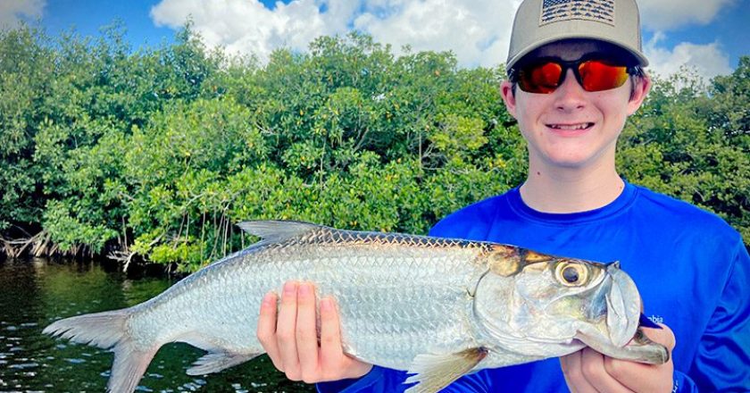13-year-old Memphis, who is visiting from the Atlanta area with his family. They booked a full day inshore charter with me, and Memphis caught a grand slam of snook, redfish, speckled seatrout and (pictured) his first ever tarpon! Way to go dude!