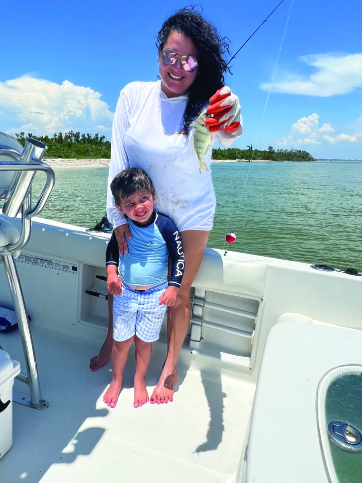 Raquel Gaudet and her son James Thomas in Boca Grand caught some pin