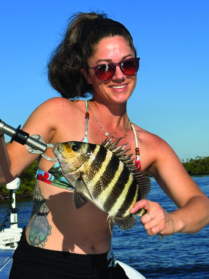 Raquel Spin having some fun with sheepshead. - Coastal Angler