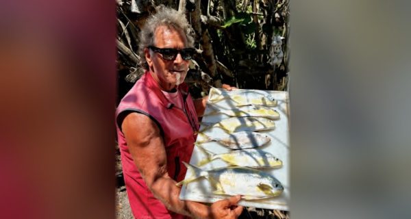 Marco Pompano with a tray of pompano and permit