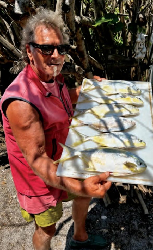 Marco Pompano with a tray of pompano and permit