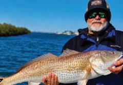 Captain Brian Gober of Rare Breed Charters holding a redfish near Ponce Inlet